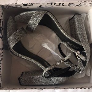 Silver sparkly high heels